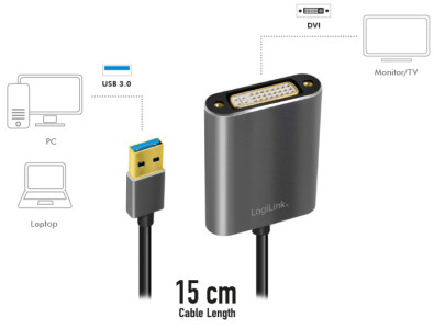 LogiLink USB 3.0 - DVI Grafikadapter, schwarz