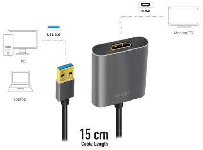 LogiLink USB 3.0 - carte graphique HDMI, noir
