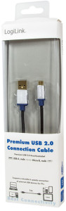 LogiLink câble de connexion Premium USB 2.0, USB-A - micro