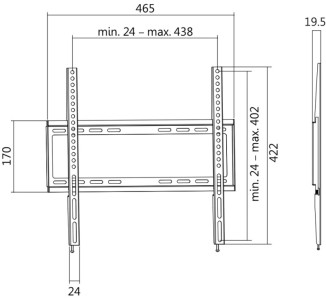 LogiLink Support mural pour TV, plat, pour 81,28 à 139