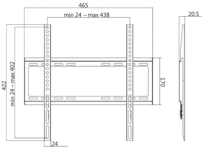 LogiLink Support mural pour TV, plat, pour 81,28 à 139