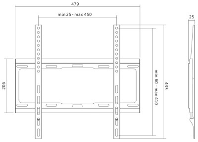 support mural LogiLink TV, plat, pour 81,28 à 139,7 cm