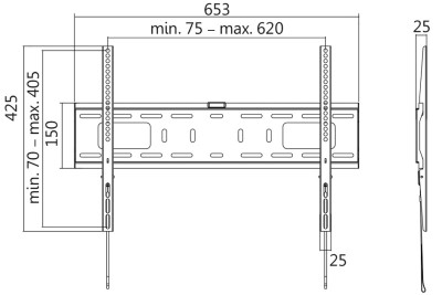 support mural LogiLink TV, plat, pour 96,98 à 177,8 cm