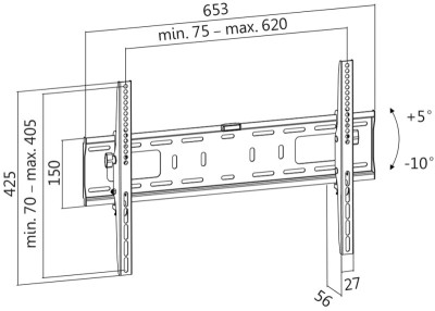 support mural LogiLink TV, pivotant, pour 96,98 à 177,8 cm