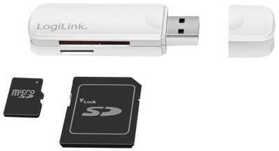 LogiLink Mini lecteur de cartes USB 3.0, blanc