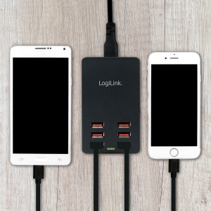 LogiLink boîtier de chargement USB, 6 ports, 32 Watt, noir
