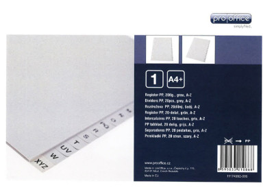 proOFFICE Intercalaire en plastique, A-Z, A4, surlarge, 20