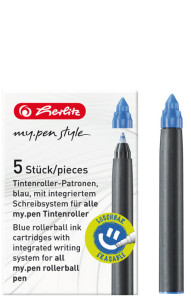 herlitz Cartouches de stylo roller my.pen, bleu royal