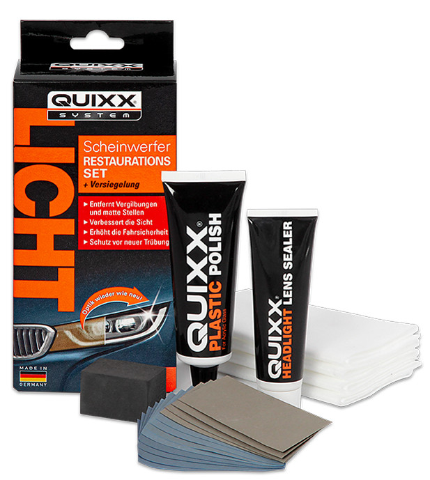 QUIXX Kit de restauration pour phares de voiture, 19 pièces
