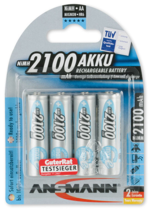 ANSMANN Pile NiMH maxE, Mignon (AA), 2.100 mAh, blister de 2