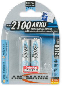 ANSMANN Pile NiMH maxE, Mignon (AA), 2.100 mAh, blister de 2