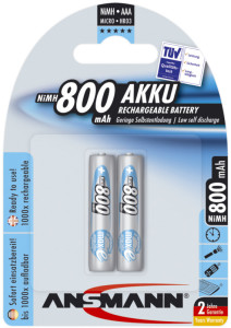 ANSMANN Pile NiMH maxE, Micro (AAA), 800 mAh, blister de 4