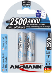 ANSMANN Pile NiMH maxE, Mignon (AA), 2.500 mAh, blister de 2