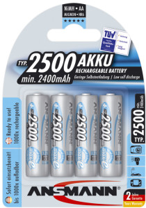 ANSMANN Pile NiMH maxE, Mignon (AA), 2.500 mAh, blister de 2