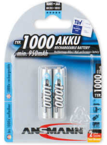 ANSMANN Pile NiMH Premium, Micro AAA, 1.000mAh, blister de 4