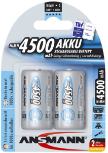 ANSMANN Pile NiMH max E, Baby (C), 4.500 mAh, blister de 2