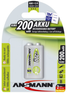 ANSMANN Pile NiMH maxE, bloc E 9V, 200 mAh, blister d'1