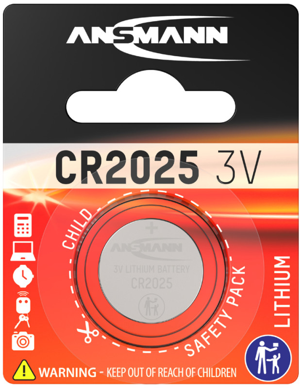 ANSMANN Pile bouton en lithium CR2025, 3,0 Volt, blister