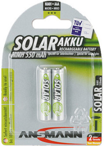 ANSMANN Pile NiMH SOLAR, Micro AAA, 550 mAh, blister de 2