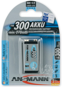 ANSMANN Pile NiMH maxE, bloc E 9V, 300 mAh, blister d'1