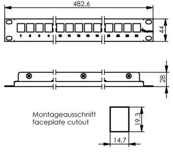 Telegärtner 19 « Modulträger mit 24 AMJ-S Modulen, T568B
