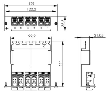 Telegärtner Modulträger mit 6 AMJ-S Modulen, 3 coupes, 7 TE