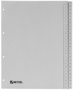 HETZEL intercalaires en plastique, chiffres, A4, 1-52, PP,