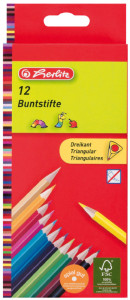 herlitz Crayons de couleur triangulaires, étui carton de 6