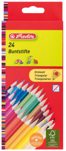 Herlitz crayons de couleur triangulaires, étui carton de 12