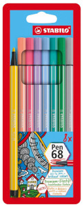 STABILO Fasermaler Pen 68, 8er Kunststoff-Etui