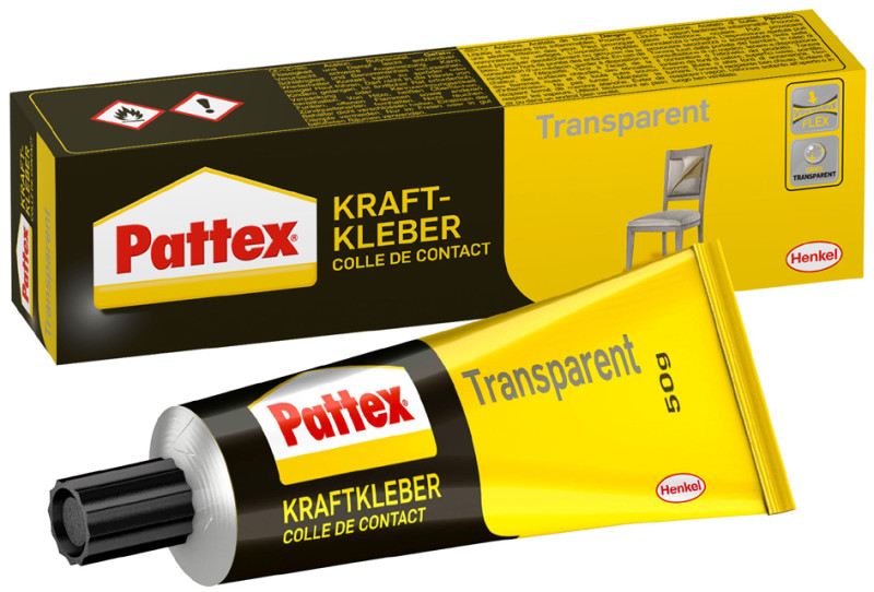 Pattex Colle de contact, transparente, avec solvant, tube de