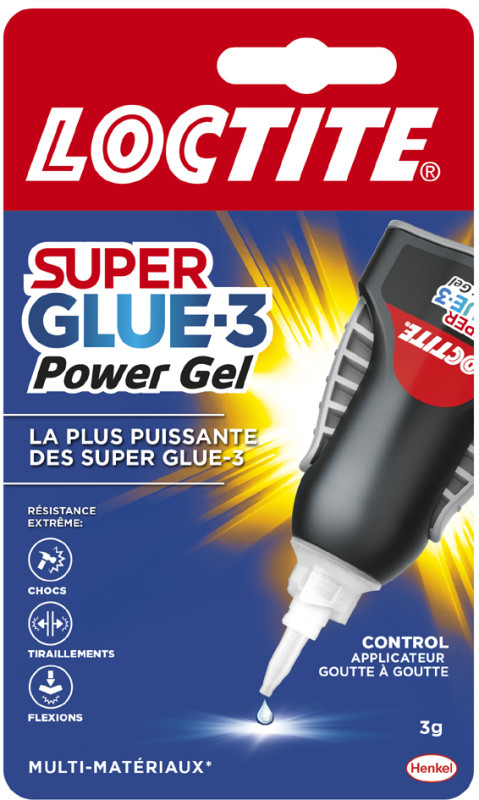 Colle glue gel super glue 3 Power Flex, LOCTITE, 3 g