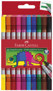 FABER-CASTELL Stylos feutres double pointes, étui de 10