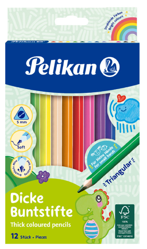 Pelikan Crayons de couleur standard, étui en carton de 12,