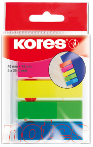Kores Marque-pages - films, 12 x 45 mm, couleurs néon