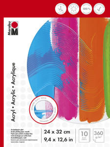 Marabu Bloc de peinture acrylique, 300 x 400 mm, 360 g/qm,
