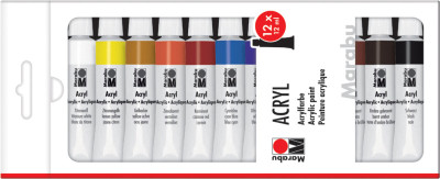 Marabu Peinture acrylique,12 ml,  kit de 12