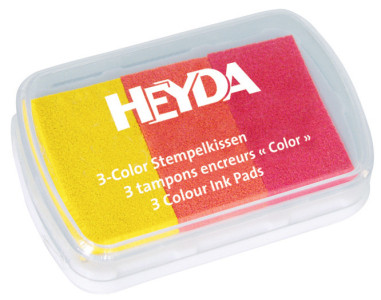 HEYDA Coffret de 3 tampons encreur jaune/orange/rouge,