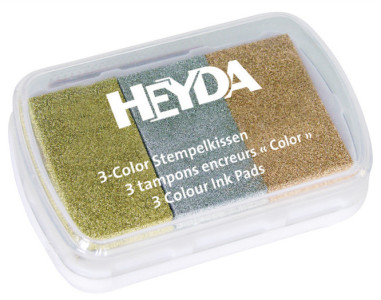 HEYDA Coffret de 3 tampons encreur jaune/orange/rouge,