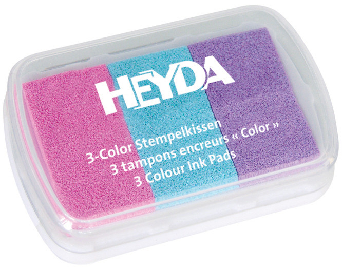 HEYDA Coffret de 3 tampons encreur jaune/orange/rouge,