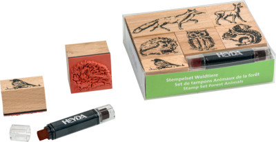 HEYDA Motivstempel set « animaux de la forêt », de bois, 6 pièces
