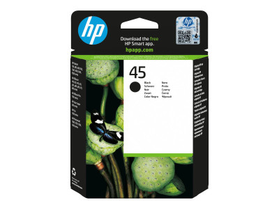 HP : BLACK InkJet PRINT CARTR.NO 45 LARGE BLACK