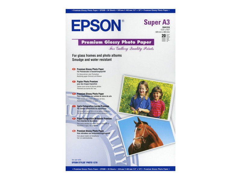 A3+ Epson Premium C13S041316 Papier Photo Brillant 