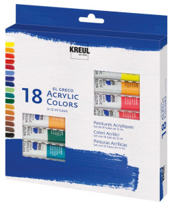 KREUL peintures acryliques el greco, 12ml, set de 18