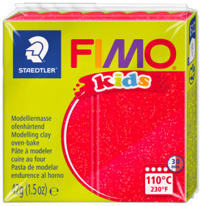 FIMO kids Pâte à modeler, à cuire, rouge paillette, 42 g