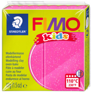 FIMO kids Pâte à modeler, à cuire, rouge paillette, 42 g