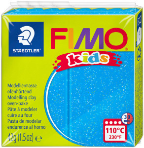 FIMO kids Pâte à modeller, à cuire, bleu paillette, 42 g