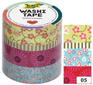 folia Rubans autocollants déco Washi-Tape BLUMENREIGEN, kit