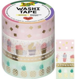 folia Rubans autocollants déco Washi-Tape HOTFOIL OR ROSE,