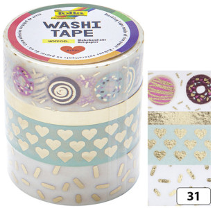 folia Rubans autocollants déco Washi-Tape HOTFOIL OR ROSE,